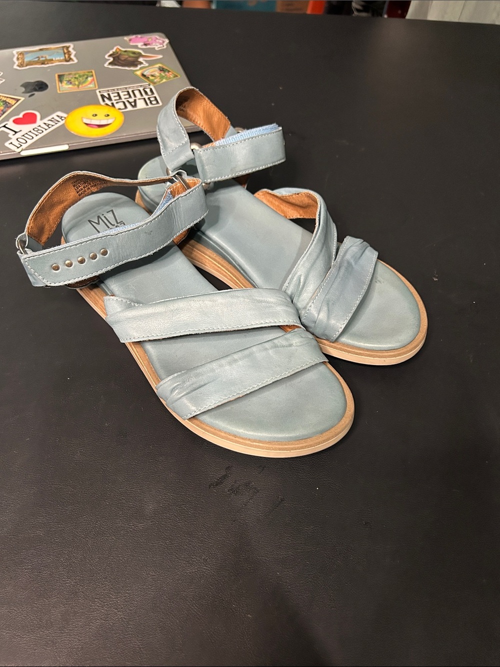 Miz Mooz Powder Blue Leather Strappy Sandals